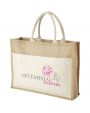Tote bag 4DO Mumbay jute draagtas met katoenen voorvak 18L voor bedrukking &amp; borduring