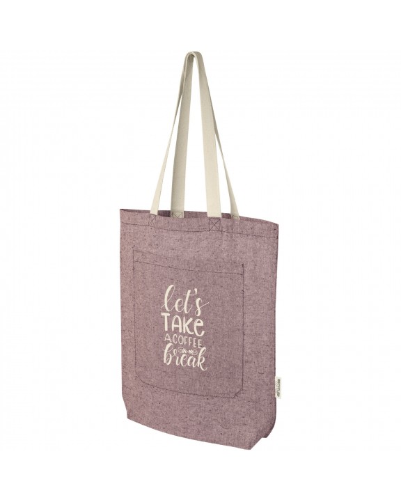 4DO Pheebs 150 g/m² recycelte Tragetasche mit Frontfach 9L Tote Bag personalisierbar