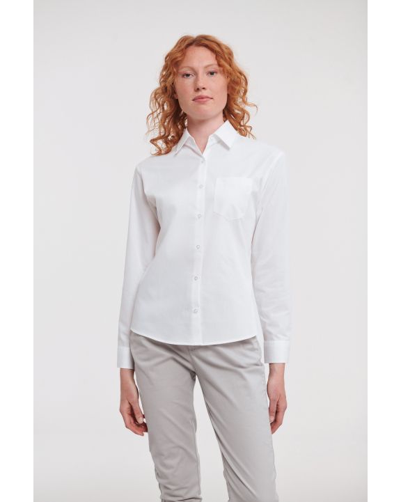 Hemd RUSSELL Ladies' Ls Pure Cotton Easy Care Poplin Shirt voor bedrukking & borduring