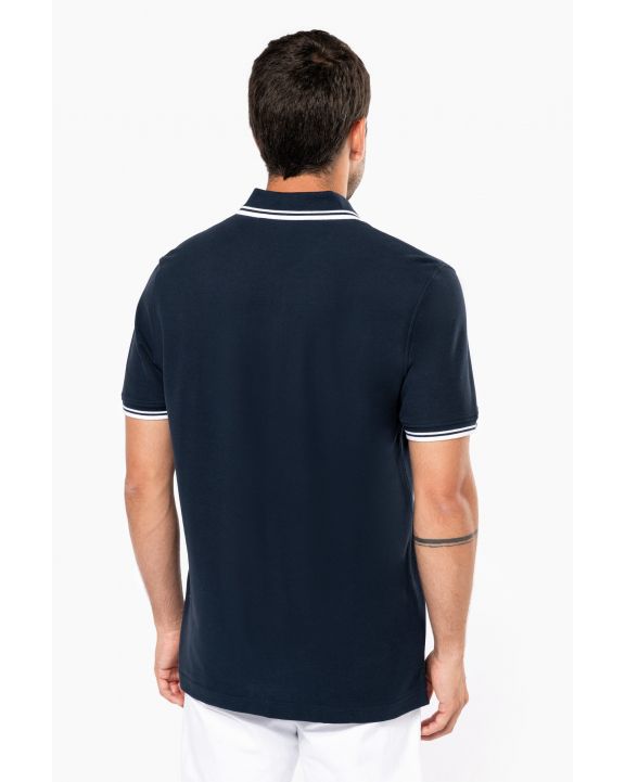 Poloshirt KARIBAN Polohemd für Herren mit kurzen Ärmeln und Streifen personalisierbar