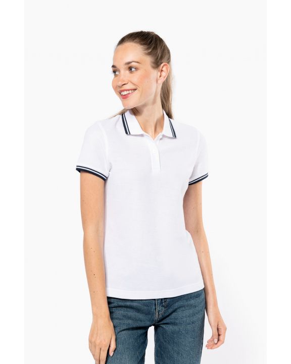 Poloshirt KARIBAN Polohemd für Damen mit kurzen Ärmeln und Streifen personalisierbar
