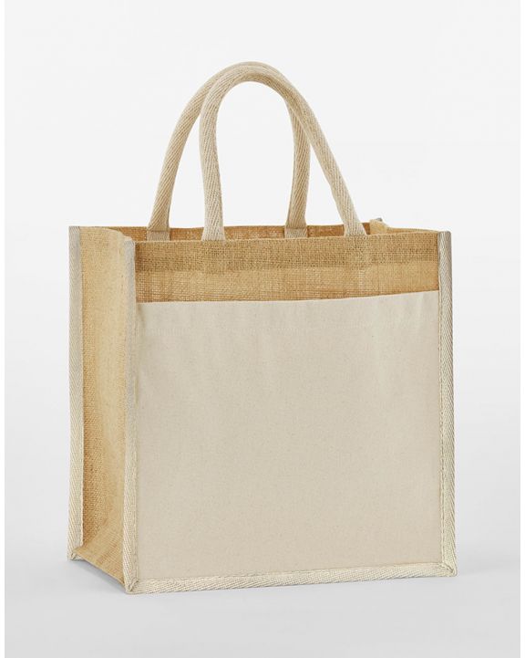 Tote bag WESTFORDMILL Cotton Pocket Natural Starched Jute Midi Tote voor bedrukking & borduring