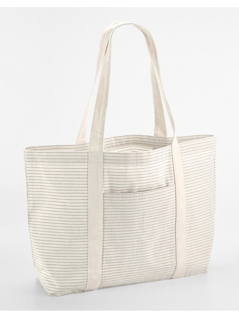 WESTFORDMILL STRIPED ORGANIC COTTON SHOPPER grey stripe personnalisable