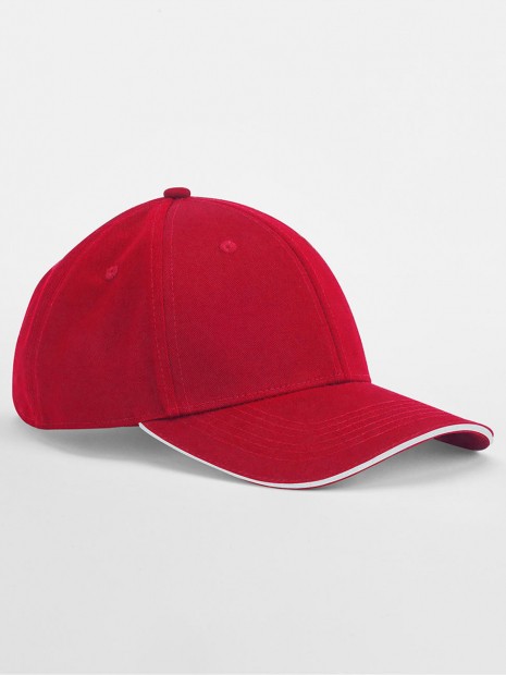 Casquettes à personnaliser BEECHFIELD EARTHAWARE® CLASSIC ORGANIC COTTON 6 PANEL CAP - SANDWICH PEAK rouge classique/blanc