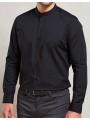 PREMIER Men´s Banded Collar Grandad Long Sleeve Shirt noir personnalisable