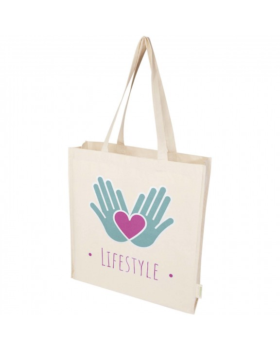 4DO Orissa 180 g/m² Tragetasche mit Seitenfalte aus Bio-Baumwolle 14L Tote Bag personalisierbar