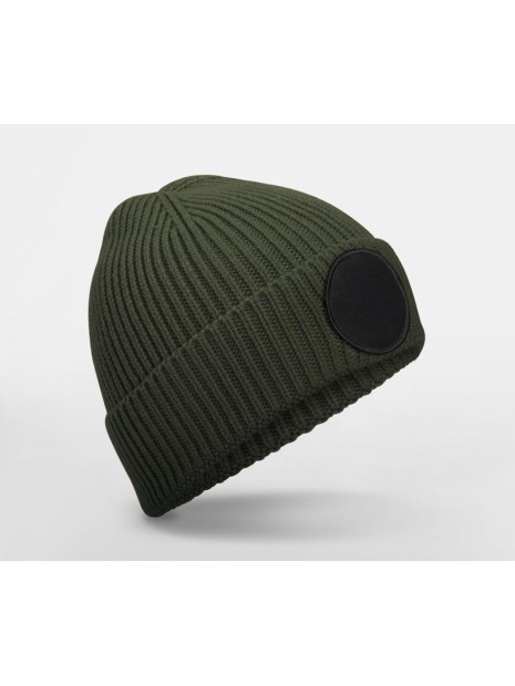BEECHFIELD CIRCULAR FASHION PATCH BEANIE Olive Green/Black personnalisable