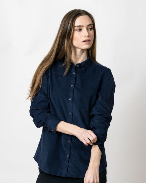 Hemd J. HARVEST & FROST Indigo Bow 134 Cord Shirt Contemporary Fit W voor bedrukking &amp; borduring
