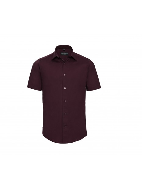 RUSSELL Chemise fittée homme manches courtes bordeau moyen personnalisable