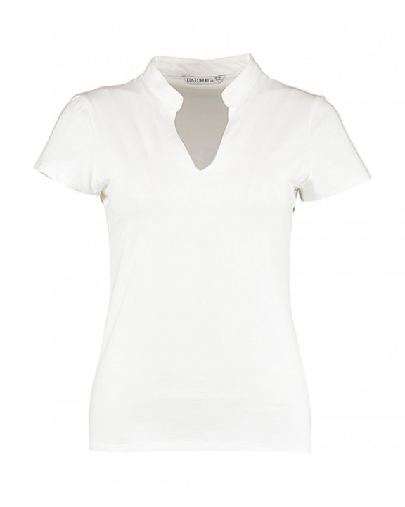 T-shirt KUSTOM KIT Regular Fit Mandarin Collar Top voor bedrukking &amp; borduring