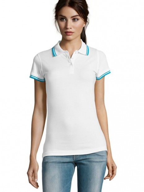 Polos à personnaliser SOL'S Pasadena Women blanc/aqua