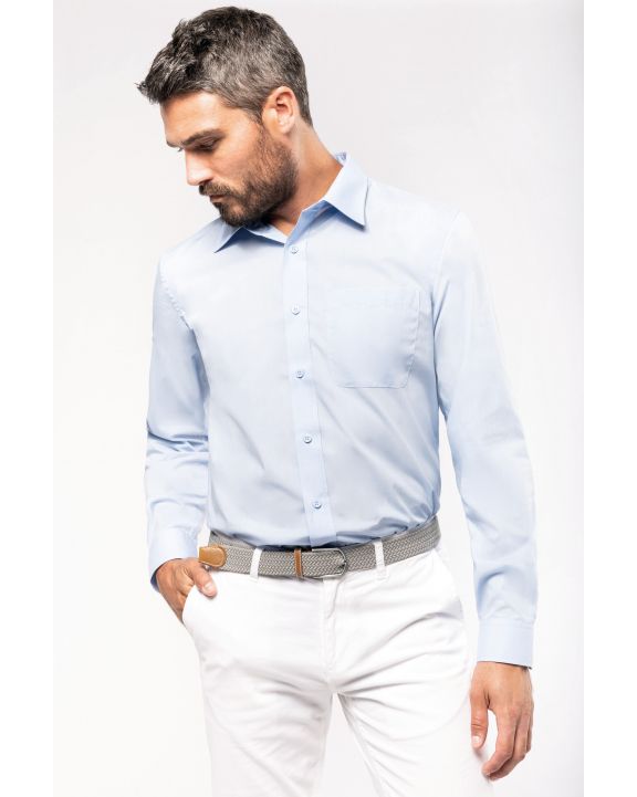 Hemd KARIBAN Overhemd in onderhoudsvriendelijk polykatoen-popeline heren voor bedrukking & borduring