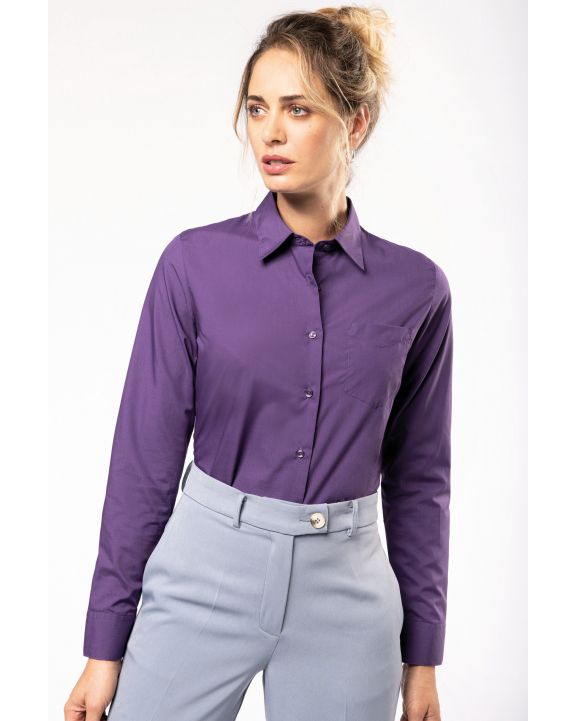 Hemd KARIBAN Overhemd in onderhoudsvriendelijk polykatoen-popeline dames voor bedrukking & borduring