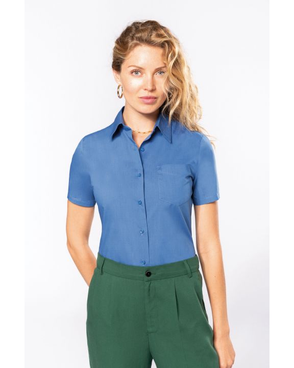 Hemd KARIBAN Overhemd in onderhoudsvriendelijk polykatoen-popeline korte mouwen dames voor bedrukking & borduring