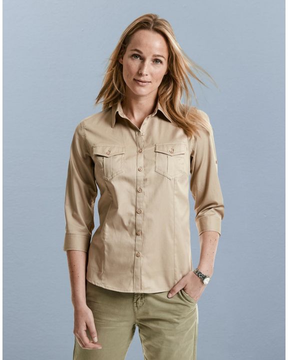 Chemise personnalisable RUSSELL Ladies' Roll Sleeve Shirt 3/4 Sleeve