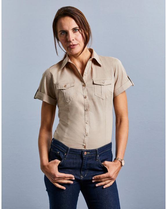 Hemd RUSSELL Ladies' Roll Sleeve Shirt personalisierbar