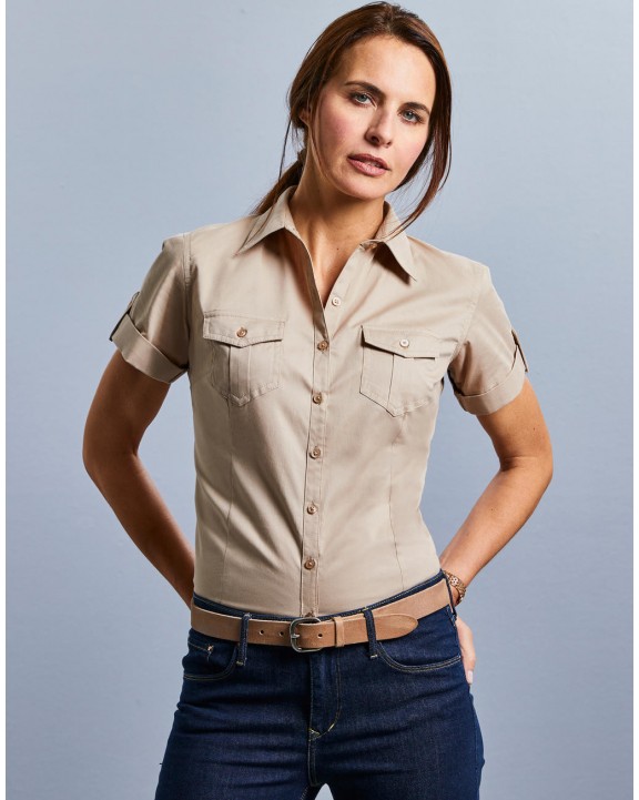 Chemise personnalisable RUSSELL Ladies' Roll Sleeve Shirt Short Sleeve