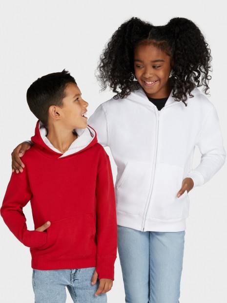 Sweat-shirts à personnaliser SG CLOTHING Hooded Full Zip Kids blanc