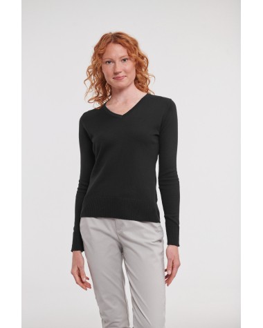 RUSSELL Ladies' V-neck Knitted Pullover Pullover personalisierbar