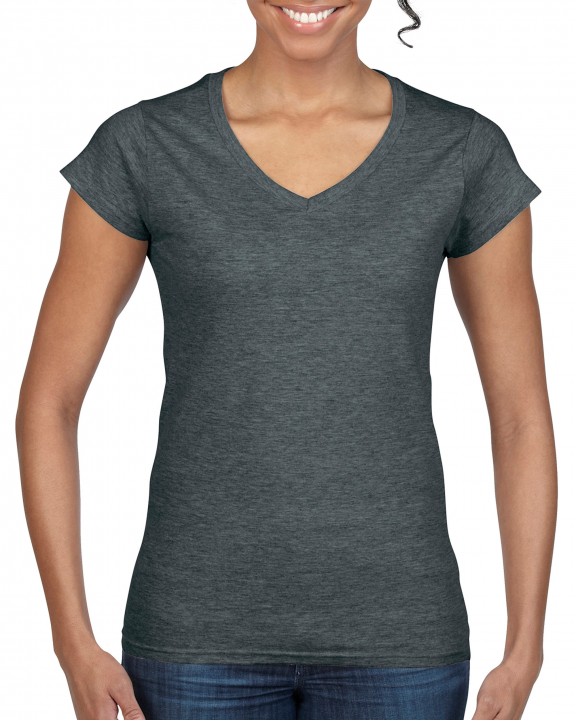 T-shirt GILDAN Softstyle® Fitted Ladies' V-neck T-shirt voor bedrukking &amp; borduring